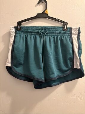 Teal Athletic Women's Shorts with White Side Panels